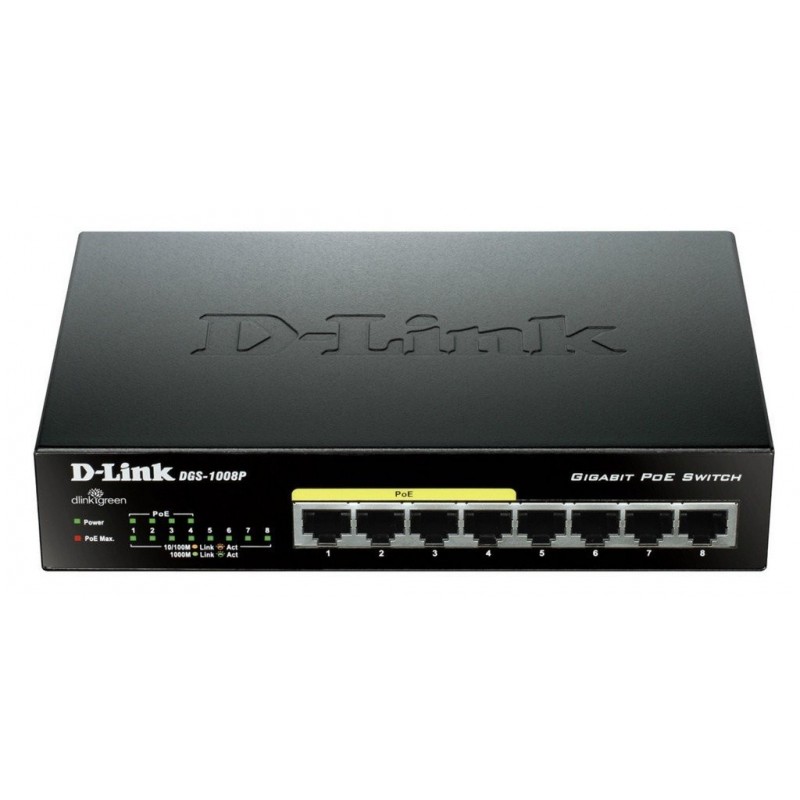 Switch Dlink 10/100/1K 4+4POE MAX 68W 870 DGS-1008P