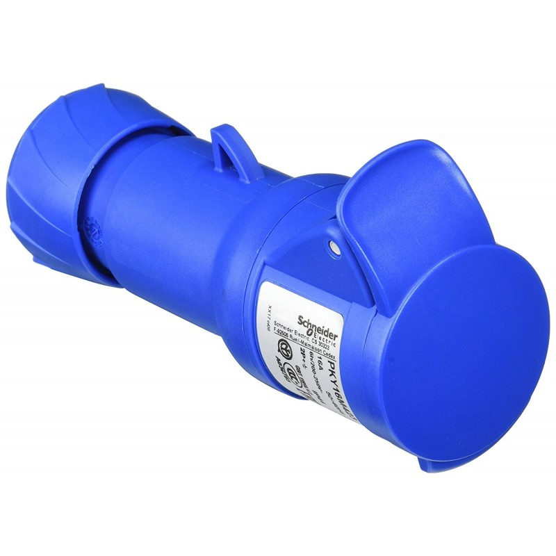Toma de corriente industrial móvil Schneider 2X16A+E 230V IP44 azul PKY16M423