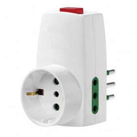 Triple adapter Vimar plug 10A and 2 outlets 10A...