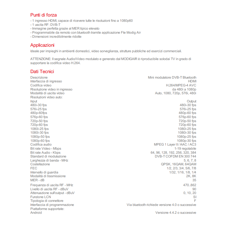 Modulatore digitale FTE Audio/Video FULL HD MODIGAIR
