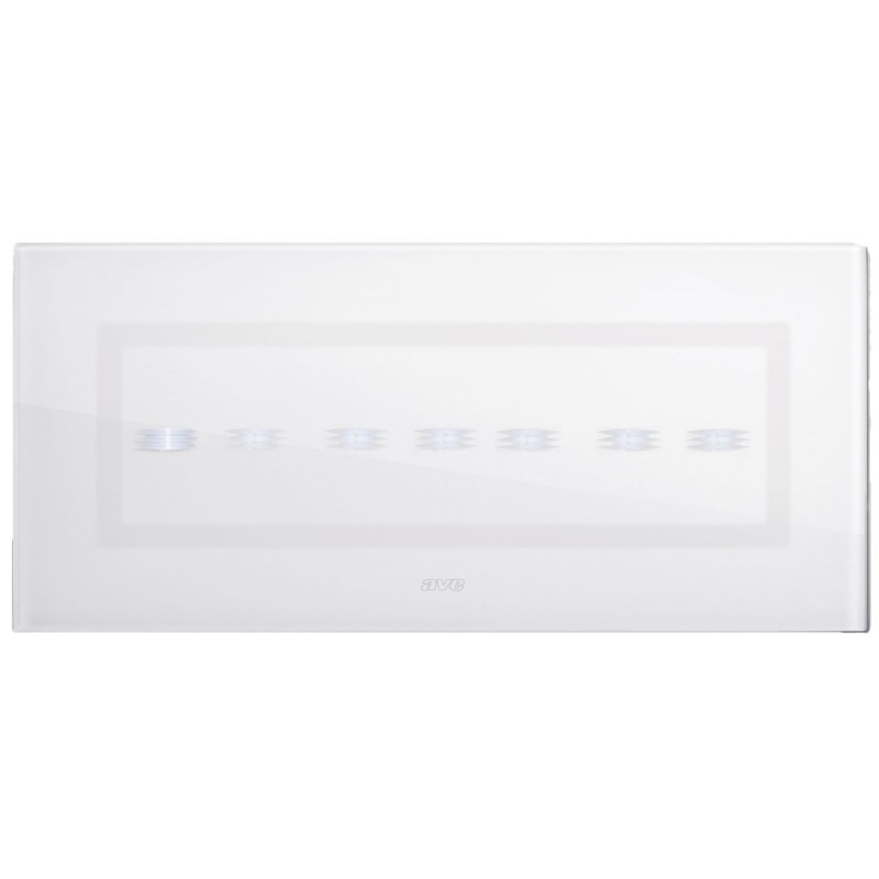 Plaque Ave Tactile en verre 6/7 modules Pour 7 contrôles rétractable de couleur Blanche finition brillante 44PVTC7