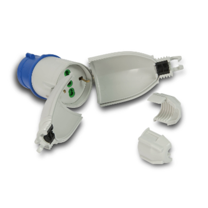 Fanton Cee plug adapter with schuko and bivalent outlet 73020