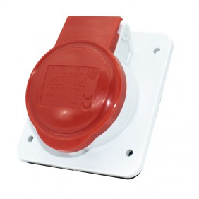 Prise fixe encastrée Gewiss 3P+T 16A IP44 rouge...