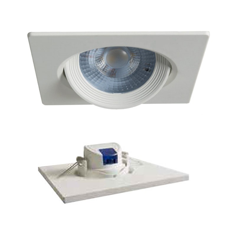 Duralamp spot LED carré encastré 7W 4000K 40° Blanc D307QNW