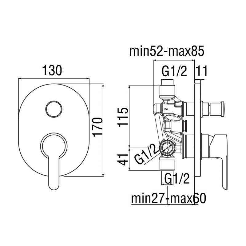 Miscelatore Monocomando Per Doccia AB87108CR - Cromo, Con Limitatore Di Temperatura E Parte A Incasso - Foto 9