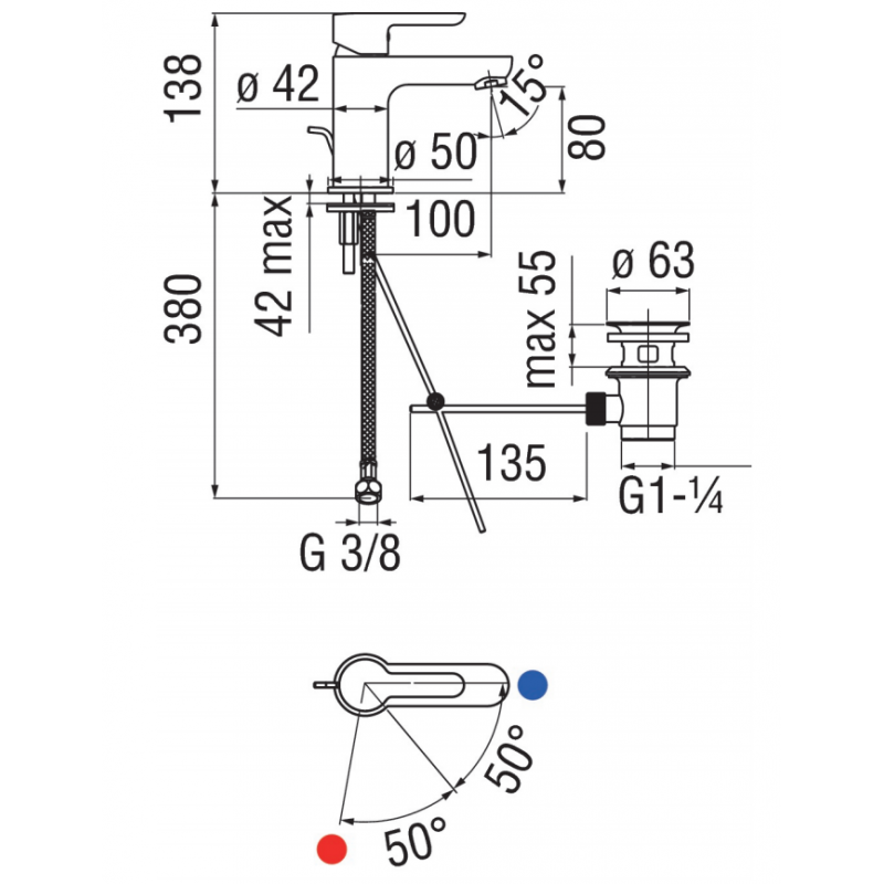 Rubinetto Miscelatore Nobili ABC ECO per lavabo Cromo ABE87118/1CR