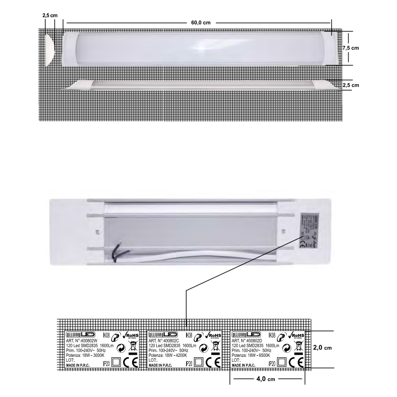 Plafoniera a Led Poliplast Giorgia per interni 18W 3000K 60CM 400802W
