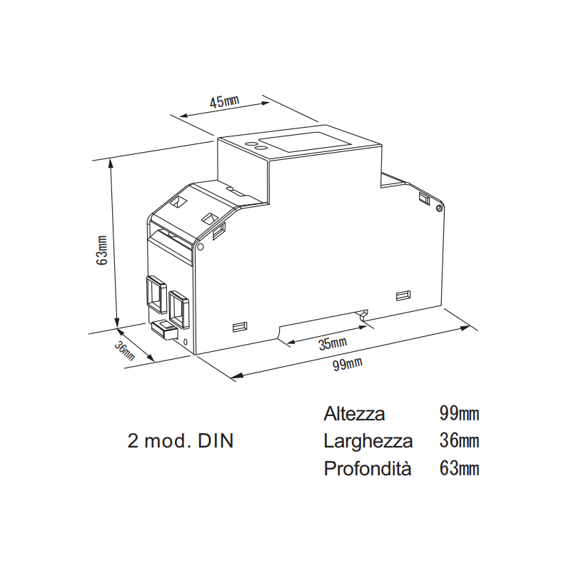 Contatore di energia monofase digitale Perry 2 DIN 1SDSD05CEM2DGT