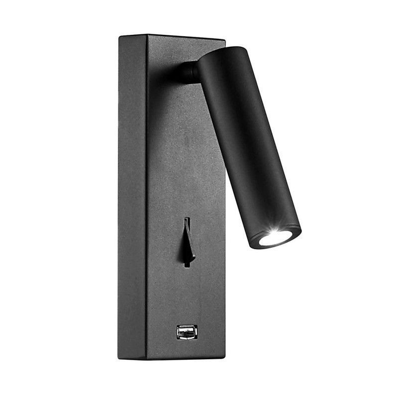 LED-Wandleuchte Beneito Faure PURE 4W 2700K Schwarz mit USB 4143