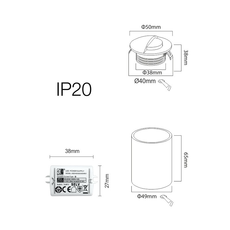 Beneito Faure Indoor Led Floodlight ILO 2W 3000K White 4126