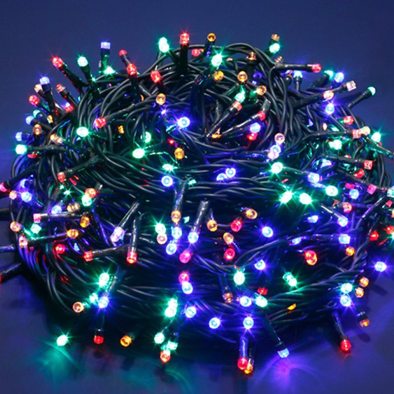 Serie de Luces de Navidad de Luz LED Multicolor cable oscuro