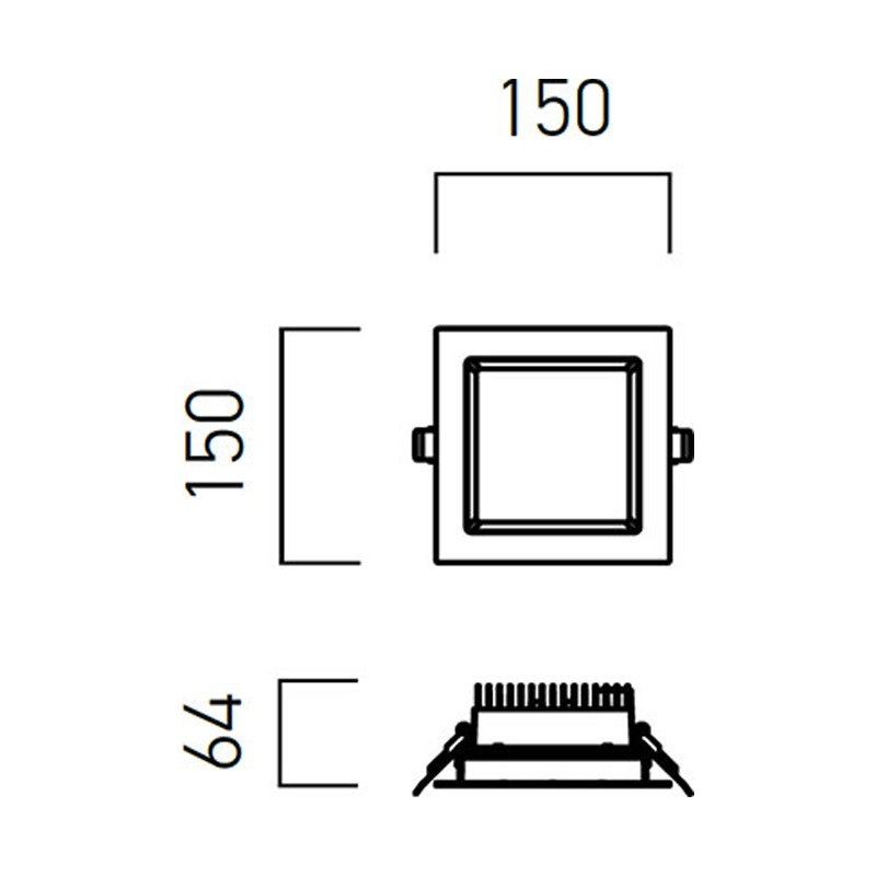 Faretto incasso LED Redo 18W 3000K 90° IP44 forma quadrata EVS02WW