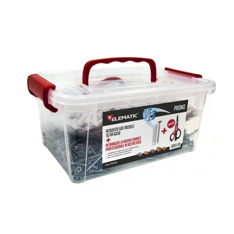 Spit tray of 500 T6/VA 6x30 plugs with complimentary scissors 566532