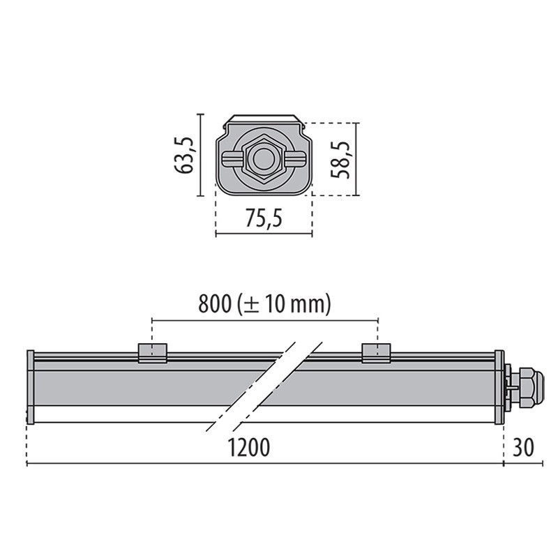 Ceiling light waterproof, LED Prism 45W 4000K 1.2 Metres 305952