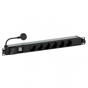Barra de poder Bticino PDU 19 con 6 enchufes e interruptor de C915306CPL