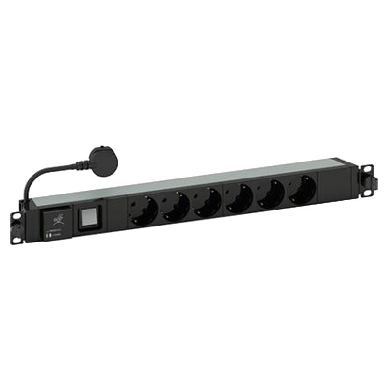 Barra de poder Bticino PDU 19 con 6 enchufes e interruptor de C915306CPL