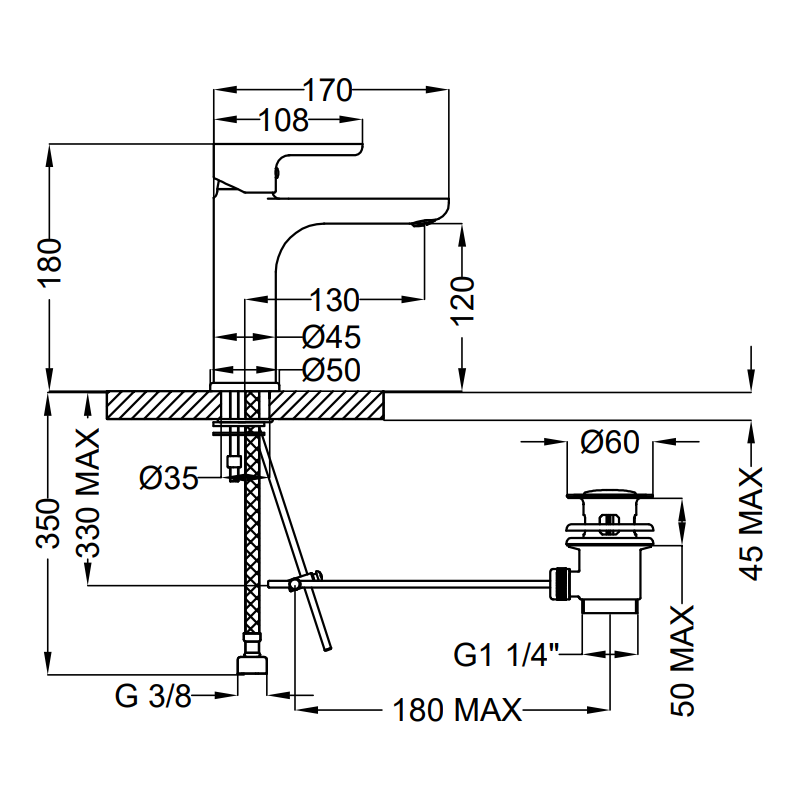 Miscelatore per Lavabo Teorema GOODLIFE Taglia M Cromato 86331110X41