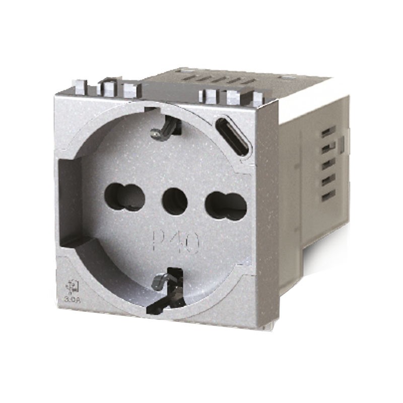 Bticino Livinglight 4B.NT.P40 3.0A Bipass and Schuko 4Box P40 socket with USB 3.0A