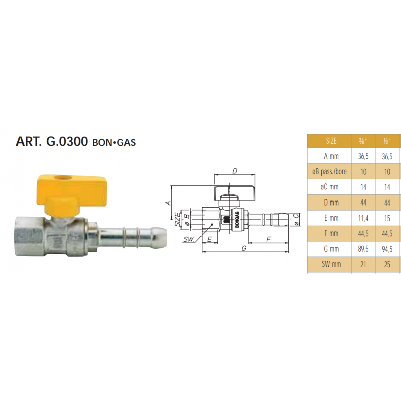 Ball valve for natural gas Enolgas Bon Gas F 1/2 G0300N34