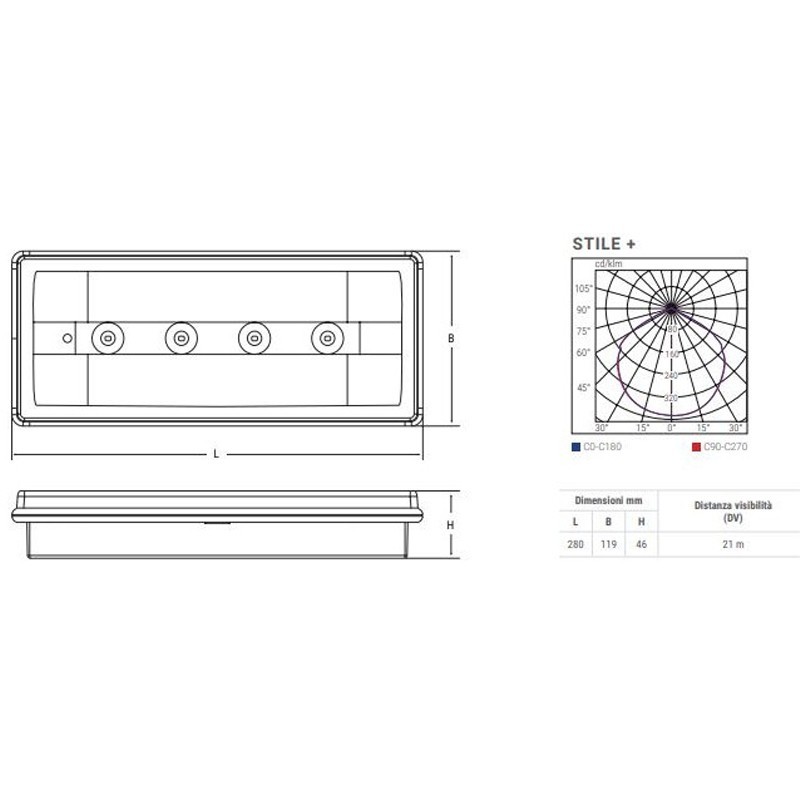 Lampe de secours Beghelli STILE 18W SE/SA IP42 19501
