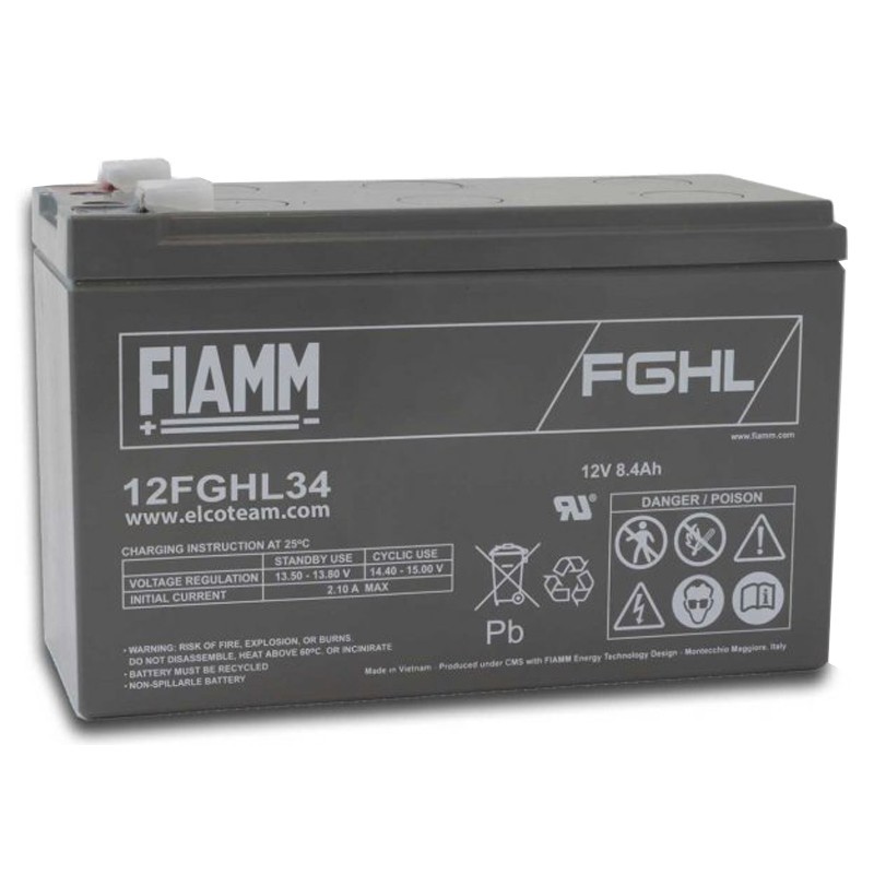 Hermetic lead-acid battery Fiamm 12V 8.4Ah Long Life for UPS 12FGHL34