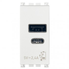 Fuente de alimentación Vimar Arke USB A+C 5V 2,4A 1 Módulo Blanco 19292.AC.B