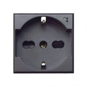 Schuko socket Ave Tekla bypass 10/16A, black colour 445090/15TS