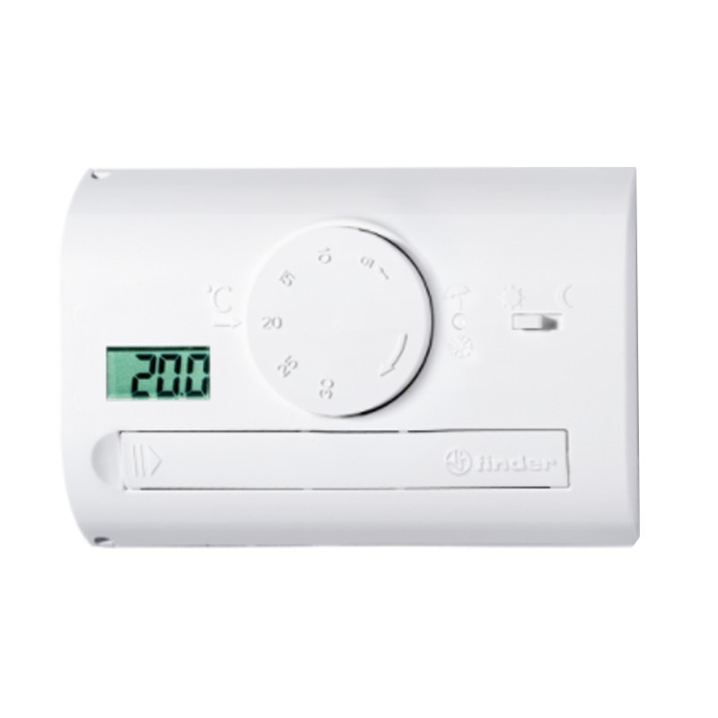 Thermostat 1 inverseur 5A, IP20, sélecteur jour/nuit, 2 piles 1,5V, blanc