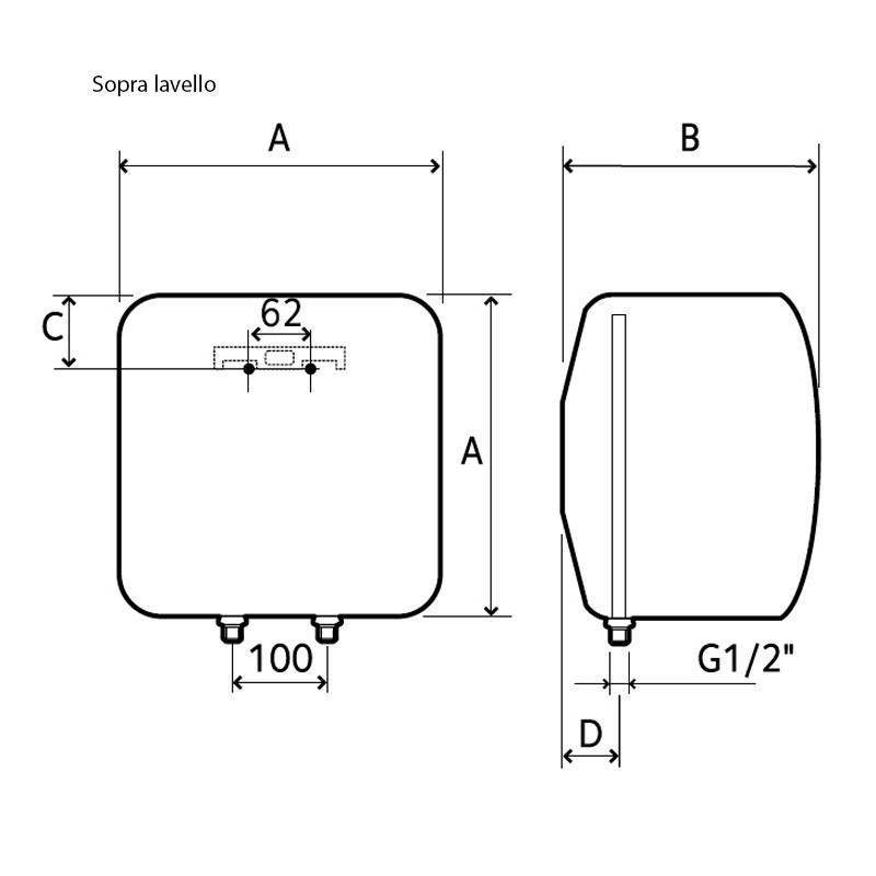 Chaffoteaux CHX EU Chauffe-eau électrique de 30 litres au-dessus de l'évier 3100385
