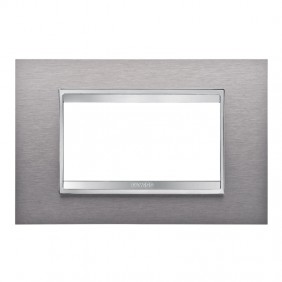 Placa Gewiss Chorus LUX 4P acero inox cepillado...