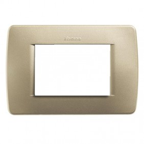 Bticino Luna placa 3 módulos metal amarillo...