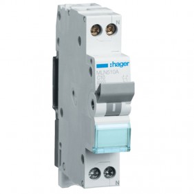 Interrupteur magnétothermique Hager 1P+N 10A 6K...