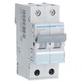 Interruptor de circuito de Hager 2P 32A 4.5 KA...
