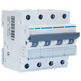 Interrupteur magnétothermique Hager 4P 16A 4.5...