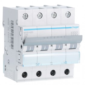 Circuit breaker Hager 4P 20A 4.5 KA C 4 modules...