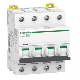 Interruptor de circuito-Schneider 4P 20A 6 KA C...