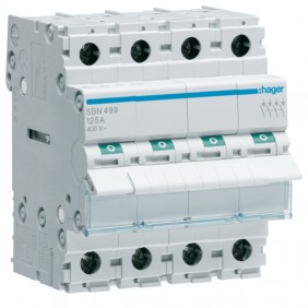Seccionador Hager 4 polos 125A 4 módulos SBN499