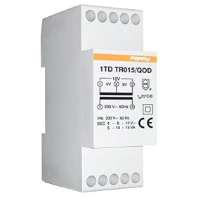 Transformateur Perry 15VA sorties 4-8-12V 2 DIN...