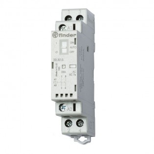 Contacteur 2NO 25A 24V AC/DC, AgSnO2, indicateur méca + LED + sélecteur