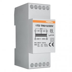 Trasformatore Perry 15VA uscite 12-12-24V 2 DIN...
