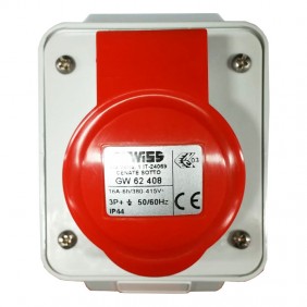 Enchufe fijo de pared Gewiss 3P+E 16A IP44 rojo...