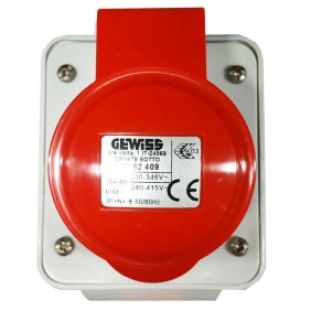 Prise fixe murale Gewiss 3P+N+T 16A IP44 rouge...