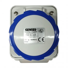 Prise murale fixe Gewiss 2P+T 16A IP67 bleu...
