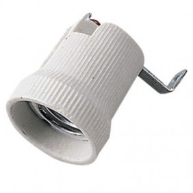 Portalámparas E27 de porcelana blanca con...