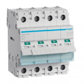 Interruptor de desconexión Hager 80A 4 polos...