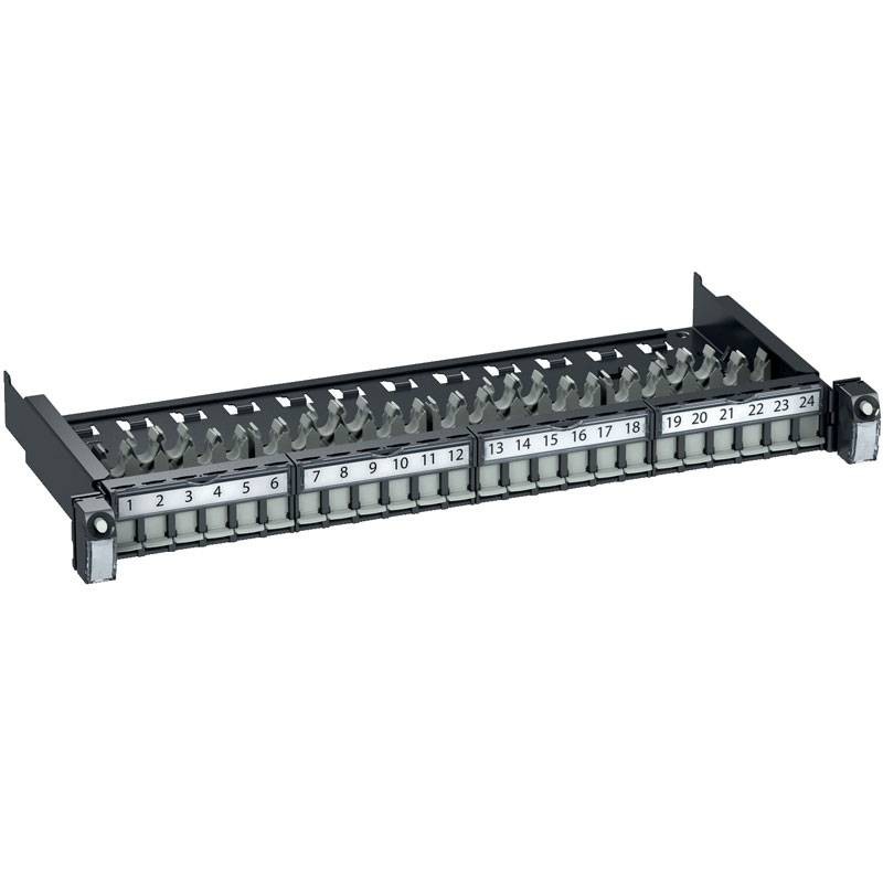 Panneau de brassage 24 ports RJ45 Cat.6 UTP 1U avec peigne