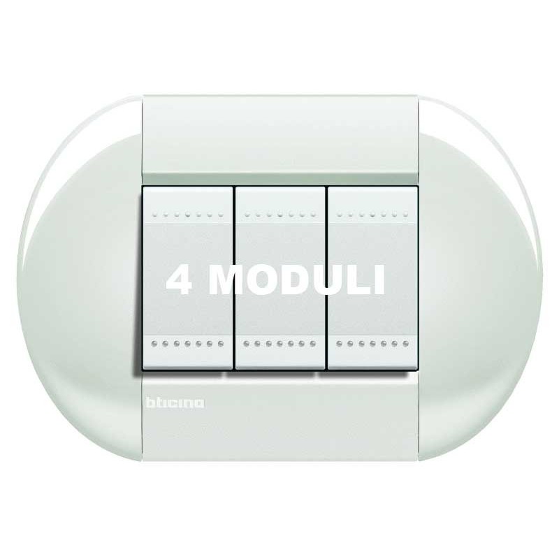 Bticino Placa Livinglight 4 Módulos Cuadrados Gris Tech LNA4804TE