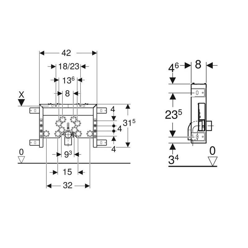 Geberit Combifix module for wall-hung bidet steel 457.608.00.5