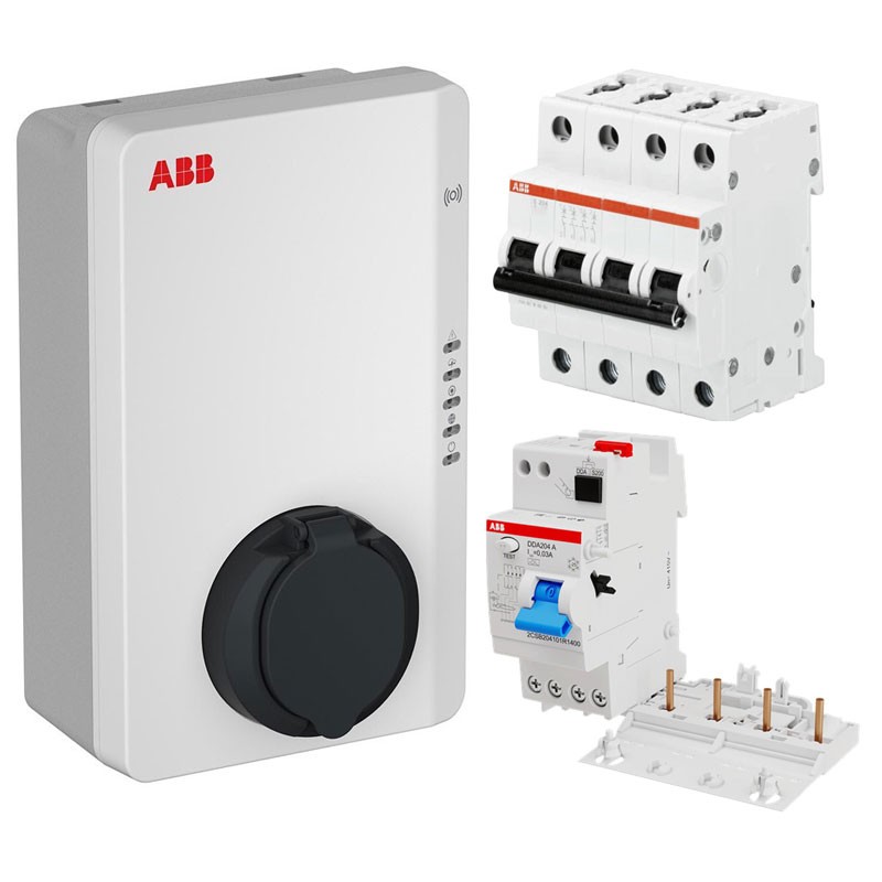 Kit Protect Ground Charger AC Abb Wallbox Threephase 22KW with circuit