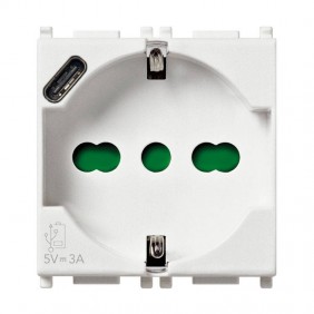 Prise universelle Vimar Plana 2P+T 16A et USB C...